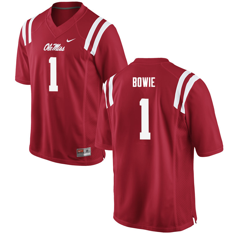 D.D. Bowie Ole Miss Rebels NCAA Men's Red #1 Stitched Limited College Football Jersey YXW1158EC